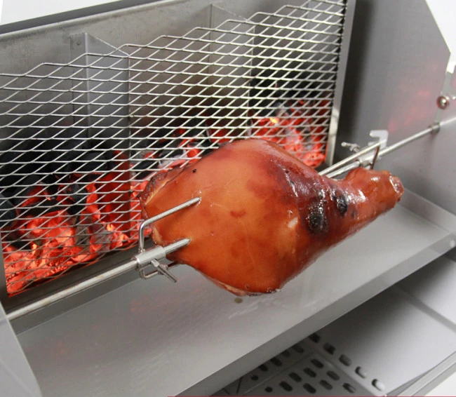 Thüros Holzkohlegrill T3-4F / Edelstahl Säulengrill 42x42 Cm 4 Fuß Inkl. Windansteckblech Und Kohleschacht – Bild 4