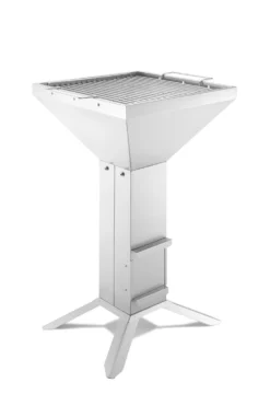 Thüros Holzkohlegrill T3-4F / Edelstahl Säulengrill 42x42 Cm 4 Fuß Inkl. Windansteckblech Und Kohleschacht