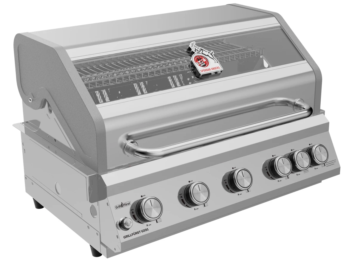 Grillfürst G591G 5-Brenner Einbaugrill - 1. FC Köln Edition - Gusseisenroste – Bild 2