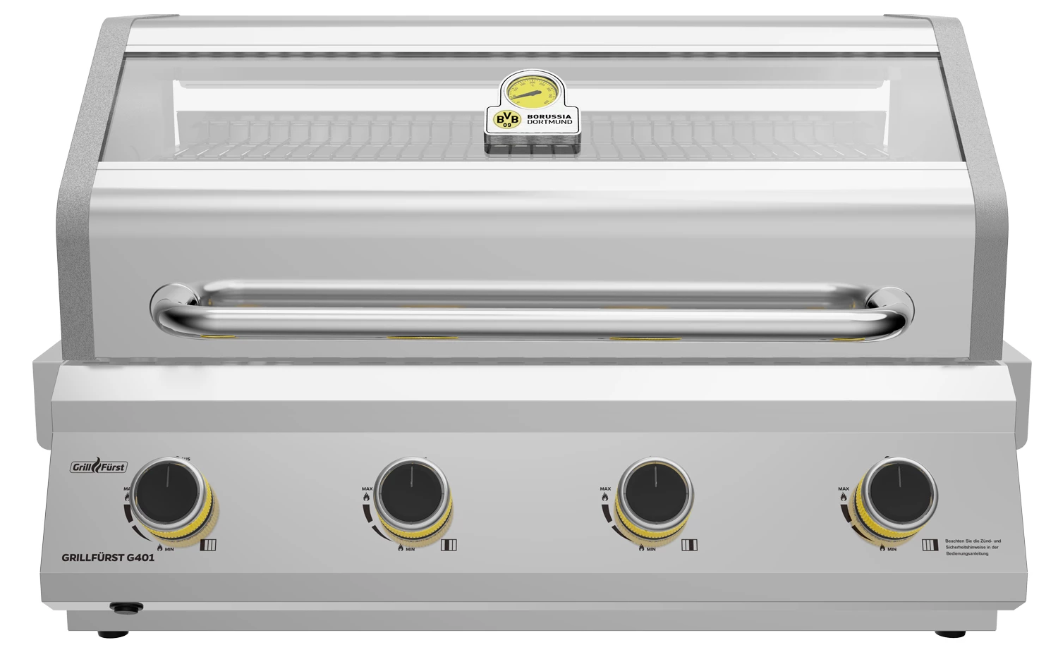 GrillfĂĽrst G401G Borussia Dortmund Edition 4-Brenner Edelstahl - Einbaugrill Mit Gusseisen Rosten