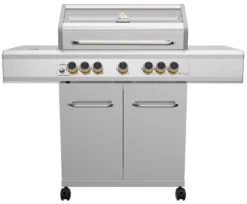 Grillfürst G521G 5-Brenner Edelstahl-Gasgrill Borussia Dortmund Edition Mit Hochtemperaturbrenner, Heckbrenner Und Gusseisen Rosten