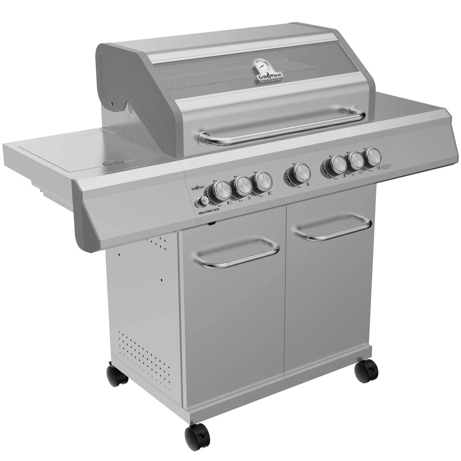 Grillfürst G521G 5-Brenner Edelstahl-Gasgrill Mit Hochtemperaturbrenner, Heckbrenner Und Gusseisen Rosten – Bild 2