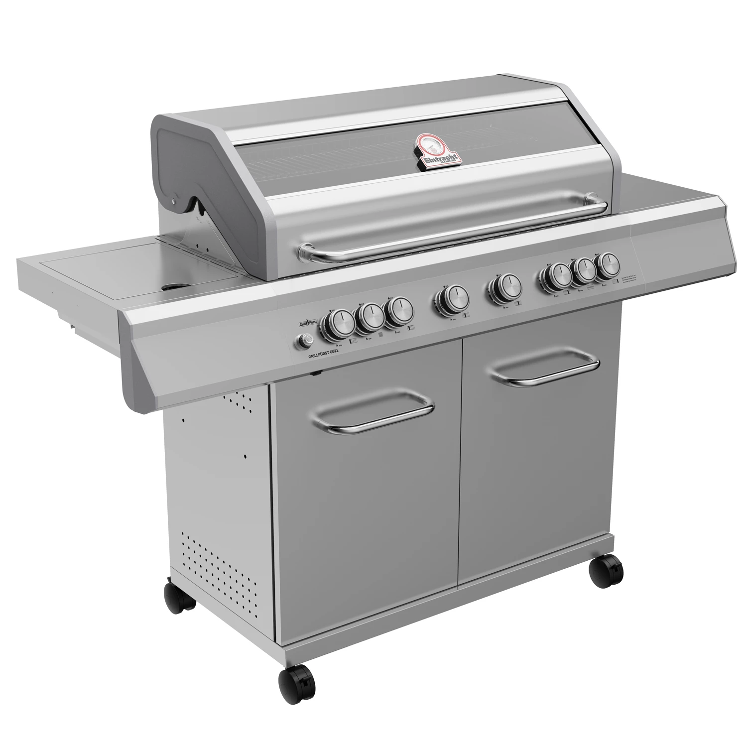 GrillfĂĽrst G621G 6-Brenner Edelstahl-Gasgrill - Eintracht Frankfurt Edition - Gusseisenroste