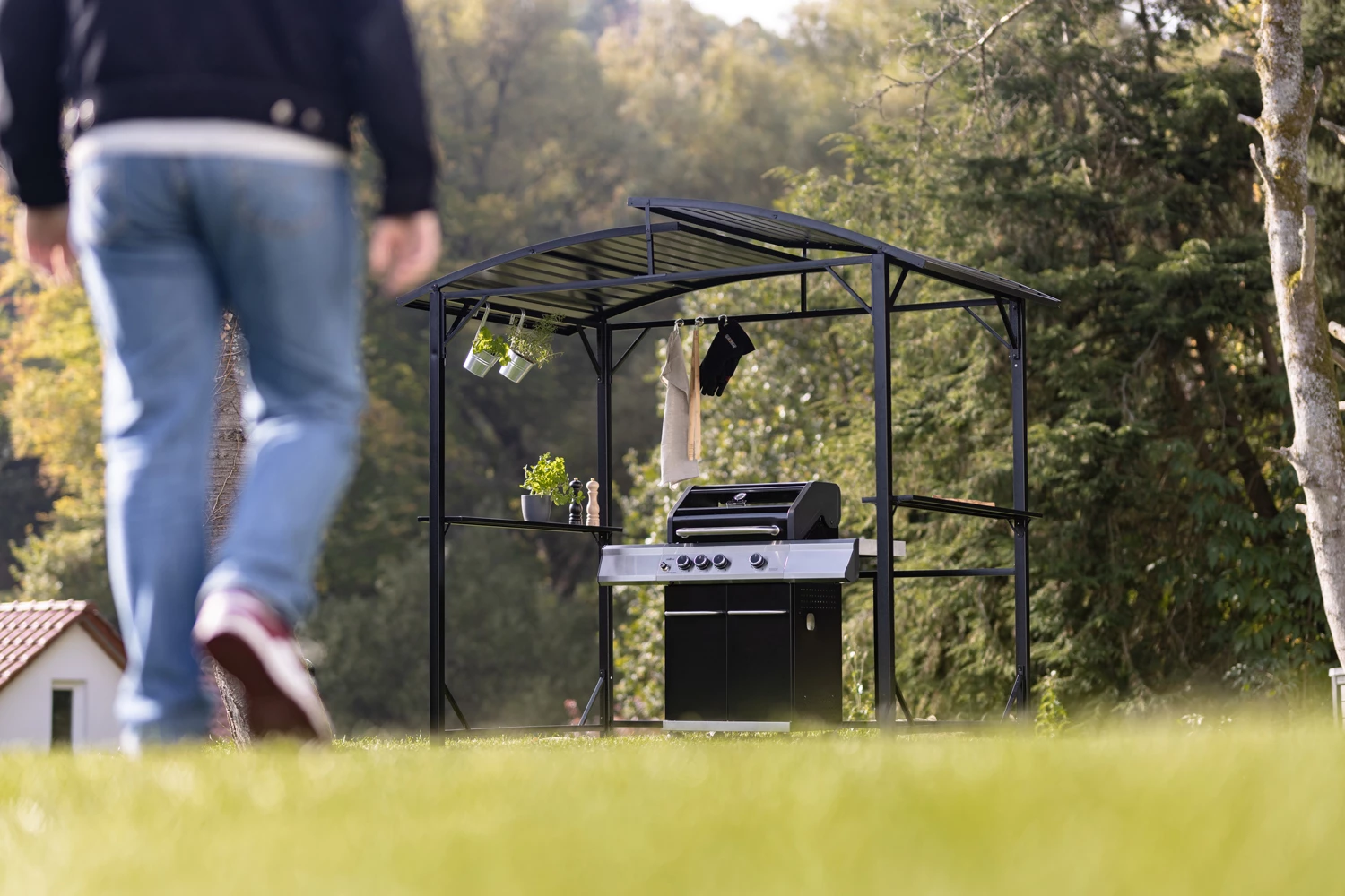 Grillfürst Premium Grillpavillon Aus Stahl Mit Wetterfestem Metalldach Und Ablageflächen – Bild 3