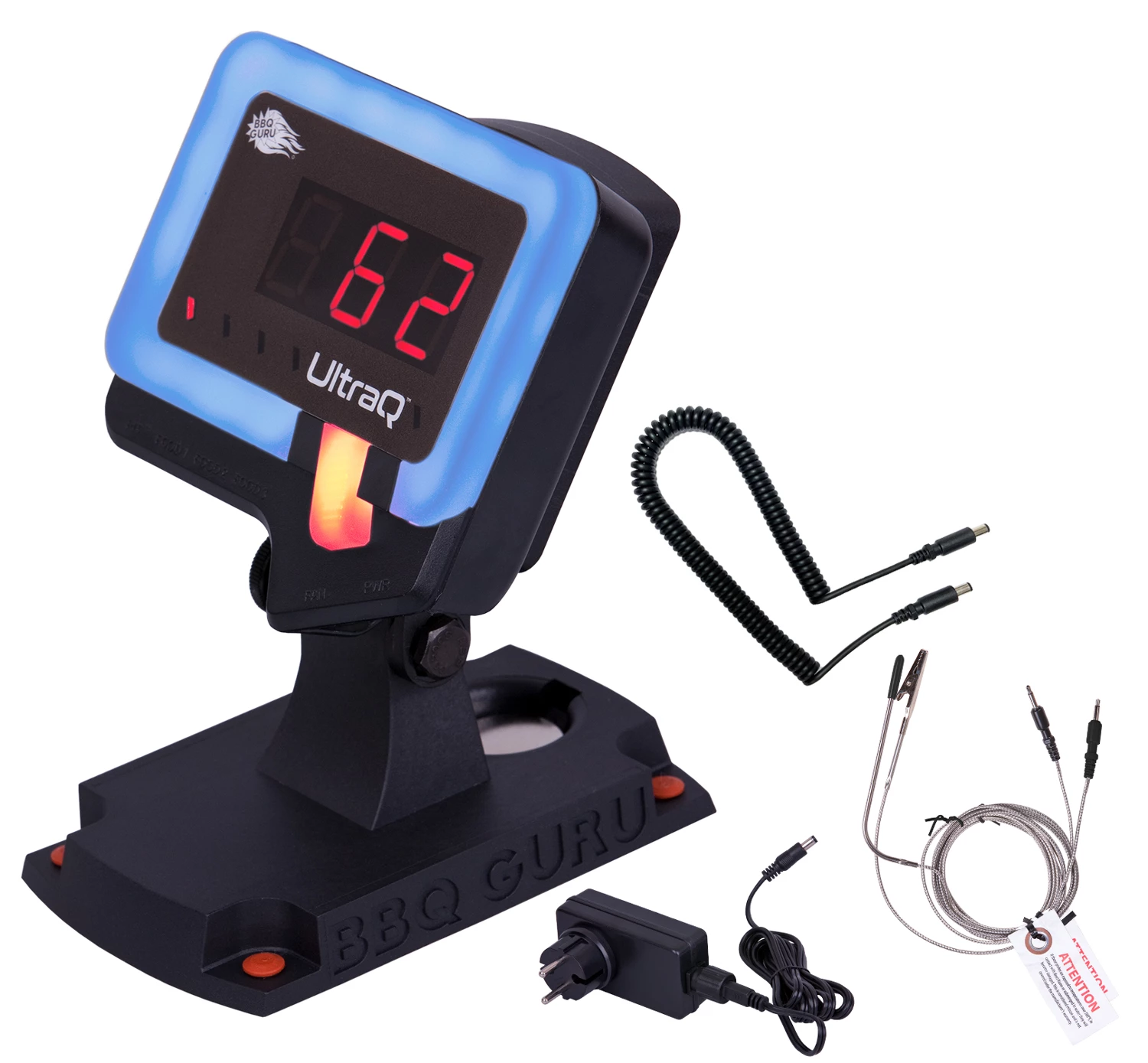 Monolith Grill LeCHEF BBQ GURU - PRO-Serie 2.0 Schwarz - MIT Gestell Und Seitentischen - Inkl. UltraQ Controller Set