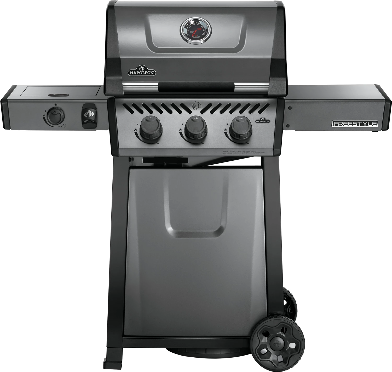 Napoleon Freestyle 365 Gasgrill, Graphit - Mit Seitenbrenner - Modell 2023 - X-DEAL Inkl. Abdeckhaube Und Gussplatte