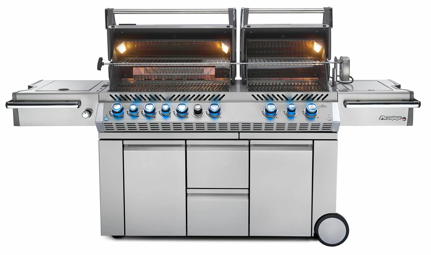 Napoleon Prestige Pro 825-3 Edelstahl Gasgrill Inkl. Drehspieß Und Bodenbeleuchtung + Gratis Napoleon Holzkohlegrill Kugelgrill Ø 57cm – Bild 3