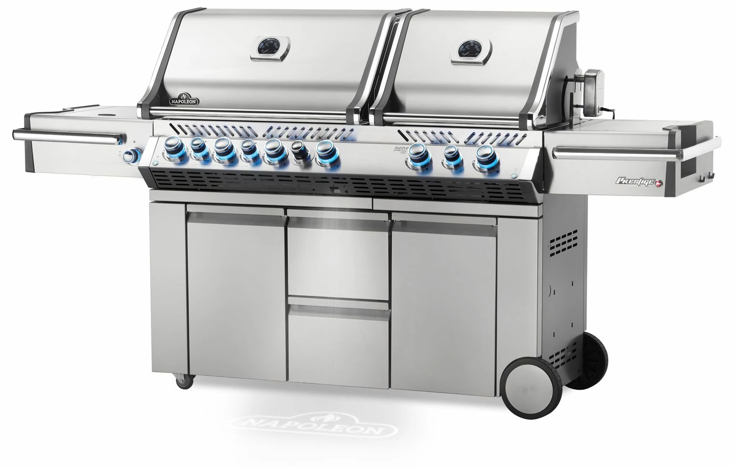 Napoleon Prestige Pro 825-3 Edelstahl Gasgrill Inkl. Drehspieß Und Bodenbeleuchtung + Gratis Napoleon Holzkohlegrill Kugelgrill Ø 57cm – Bild 4