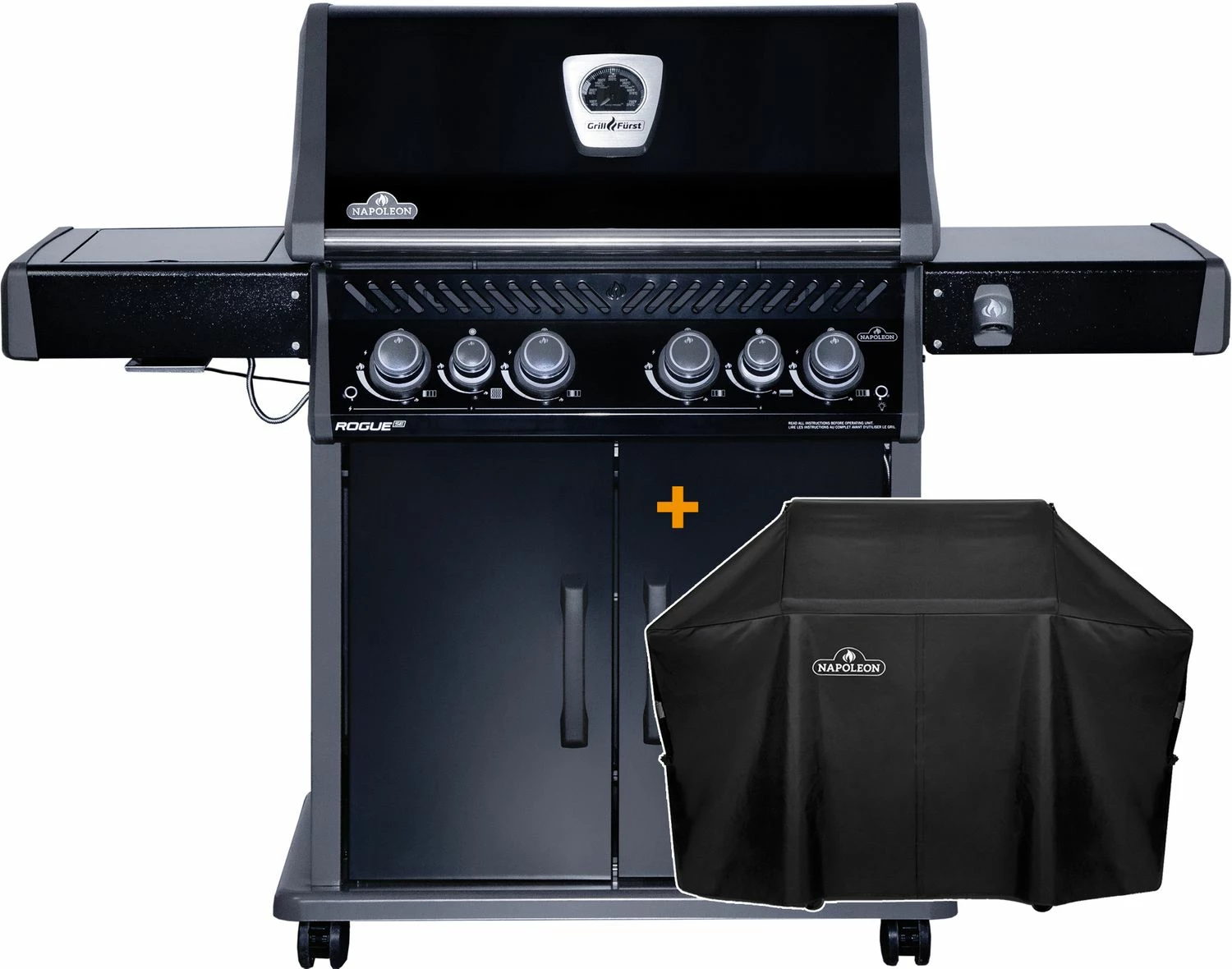 Napoleon Rogue SE 525 Gasgrill - All-black - Mit Edelstahlrosten, Sizzle Zone Und Heckbrenner - GrillfĂĽrst Edition Inkl. Abdeckhaube Im Karton - Modell 2022