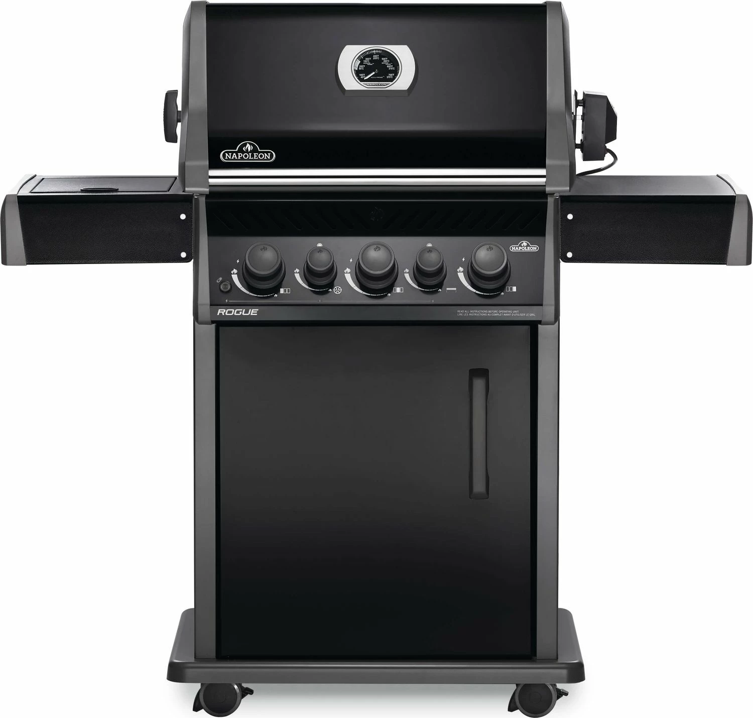 Napoleon Rogue 425 Gasgrill - All Black - Mit Seitenbrenner - Hero Modell 2023 Mit Heckbrenner Inkl. DrehspieĂź, Abdeckhaube Und Grillplatte