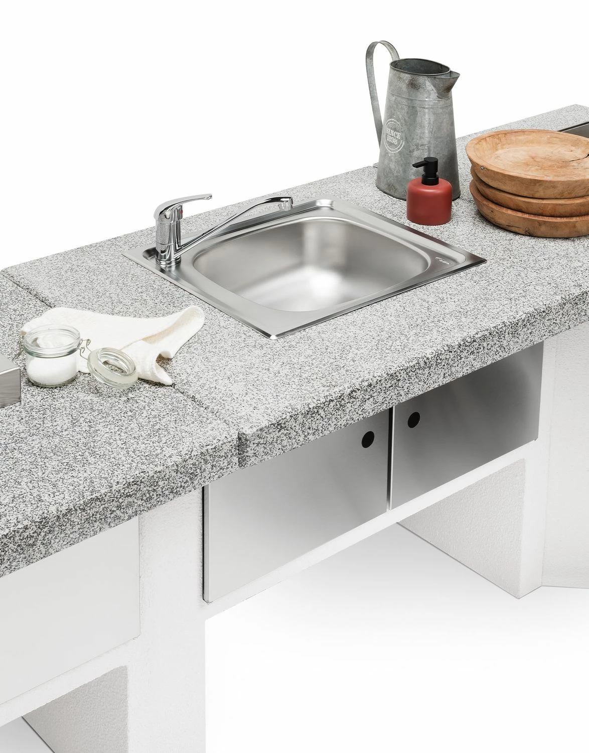 Palazzetti Gartenküche: Modul Spüle, Marmortech Grau