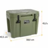 Petromax Kühlbox 25 Liter Oliv - Inkl. Sitzkissen, Haft-Unterlage Und Einsatzkorb