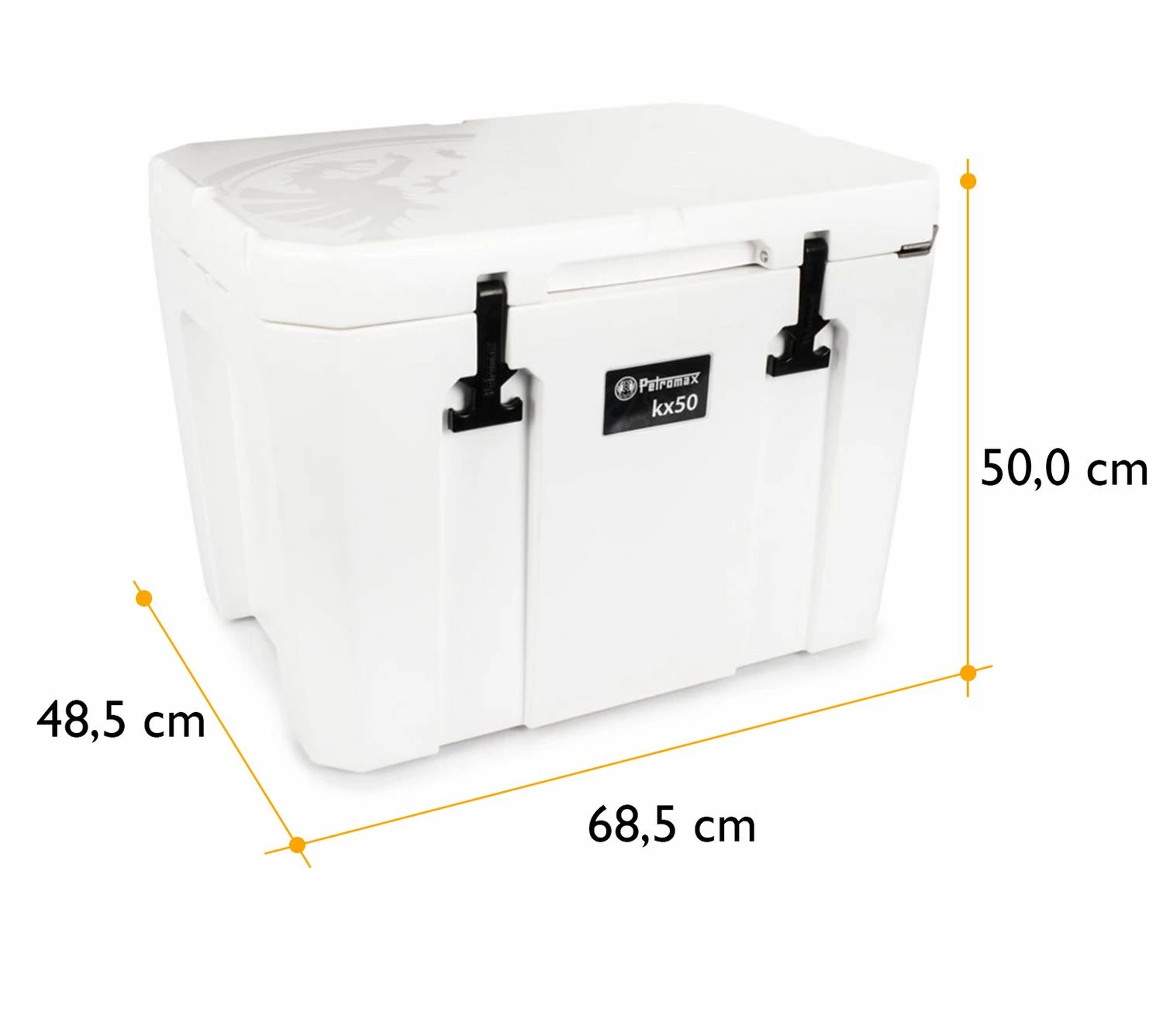 Petromax Kühlbox 50 Liter Alpenweiß - Inkl. Sitzkissen, Haft-Unterlage Und Einsatzkorb