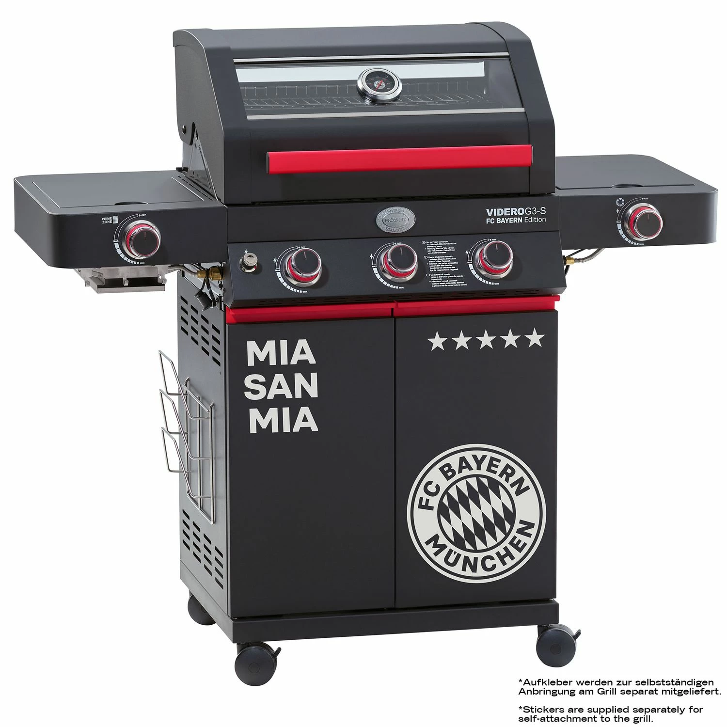 Rösle Videro G3-S VARIO+ Schwarz Gasgrill - FC Bayern Edition - Inkl. FC Bayern Abdeckhaube, Barbecue Grillzange Und Burgerpresse – Bild 16