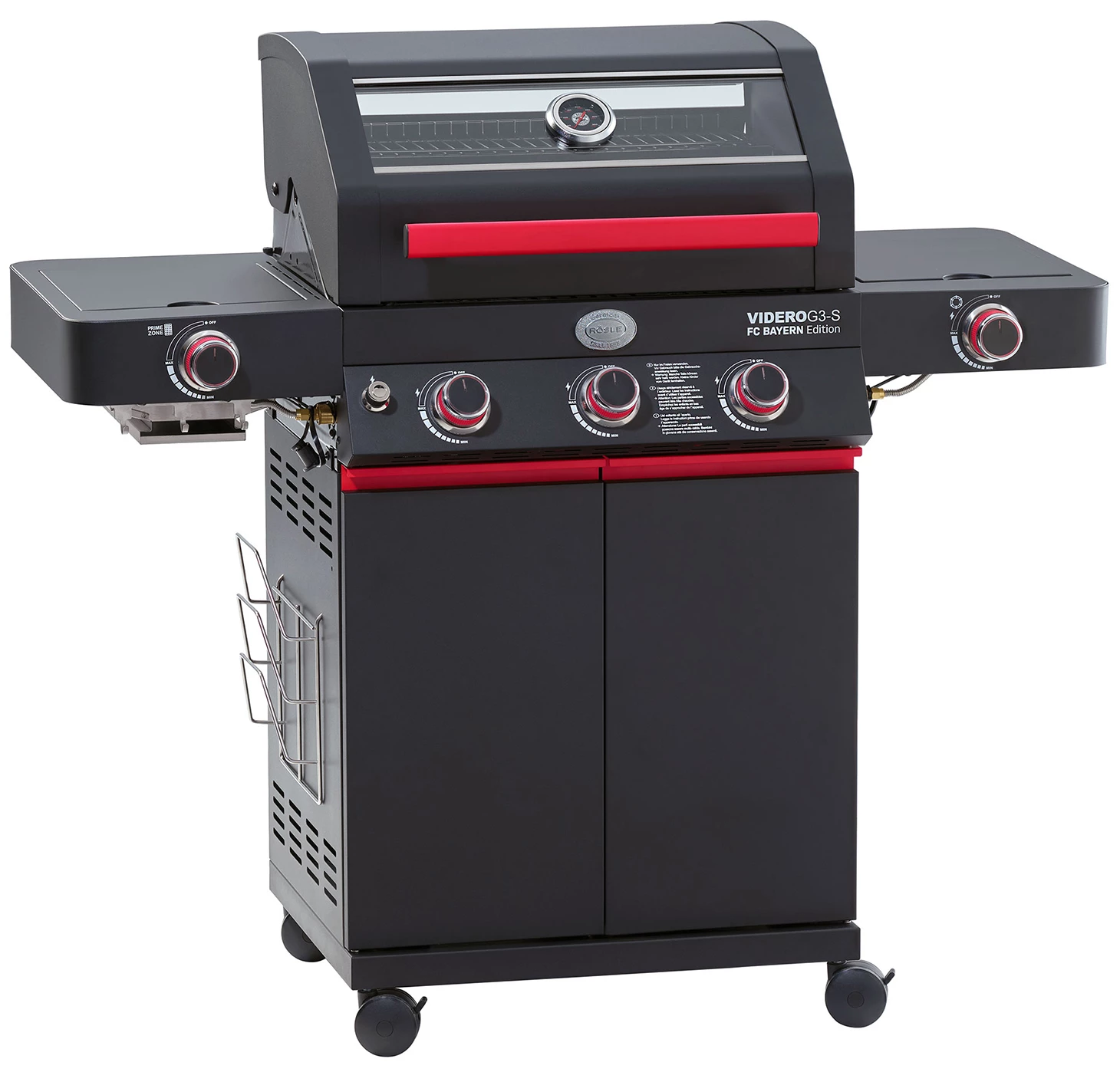 Rösle Videro G3-S VARIO+ Schwarz Gasgrill - FC Bayern Edition - Inkl. FC Bayern Abdeckhaube, Barbecue Grillzange Und Burgerpresse – Bild 2