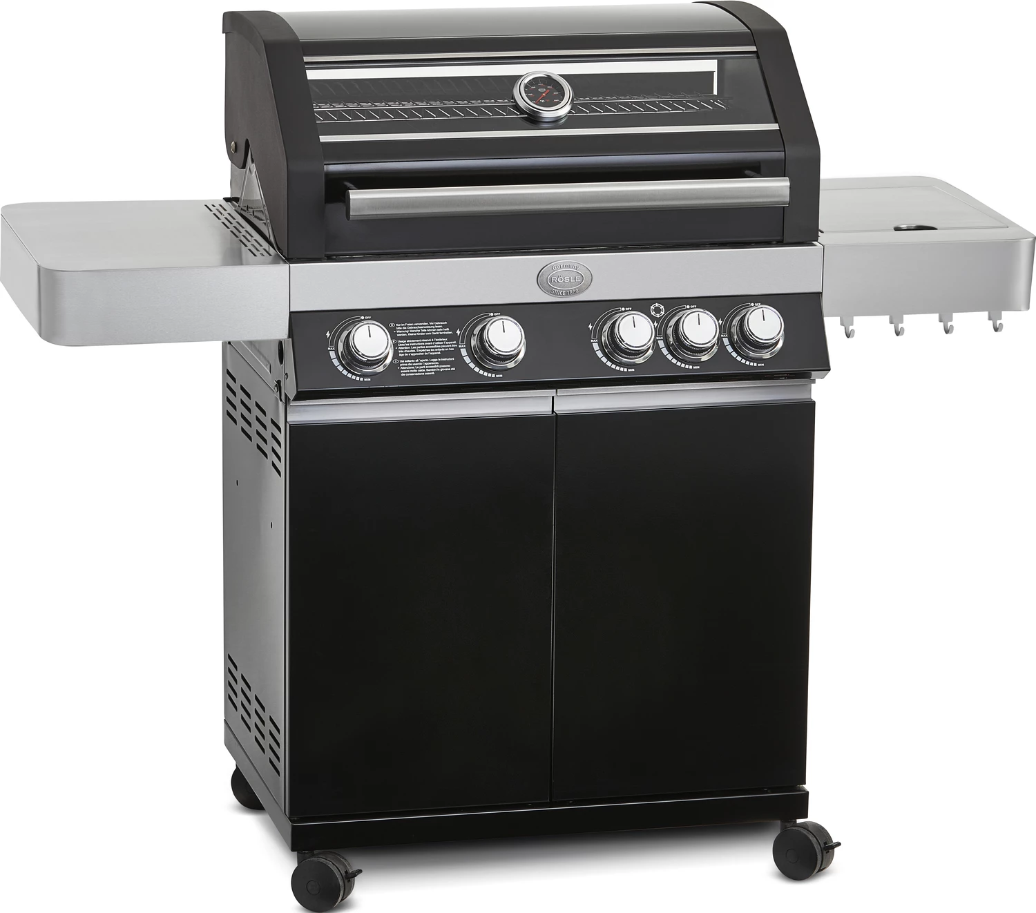 Rösle Gasgrill Videro G4 Schwarz - Modell 2023 Inkl. Abdeckhaube