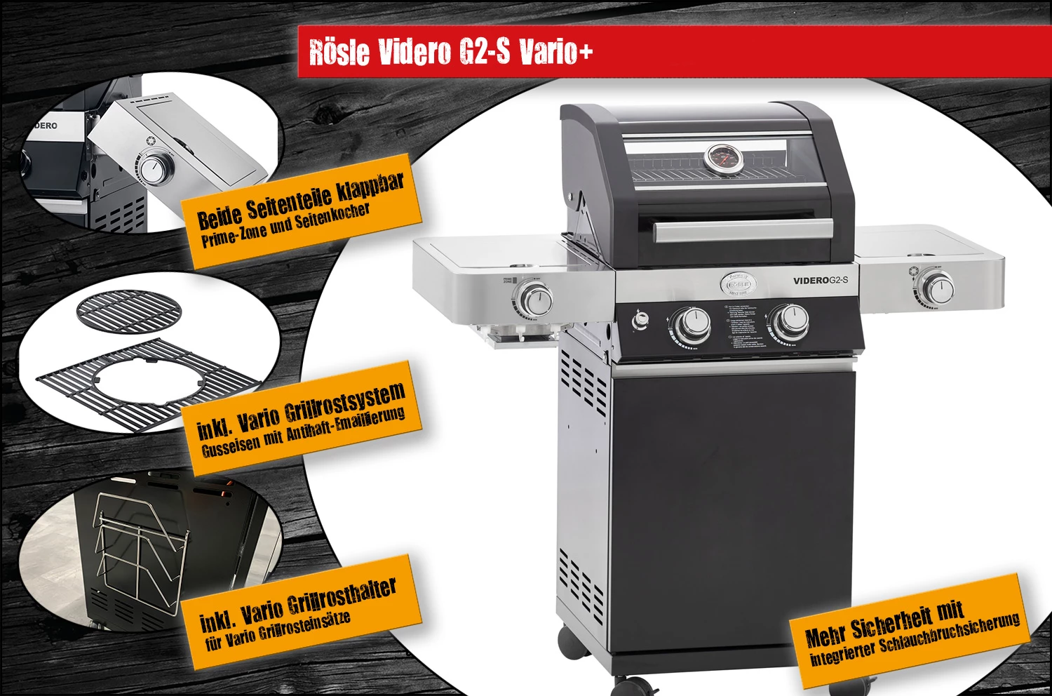 Rösle Gasgrill Videro G2-S VARIO+ Schwarz - Modell 2023