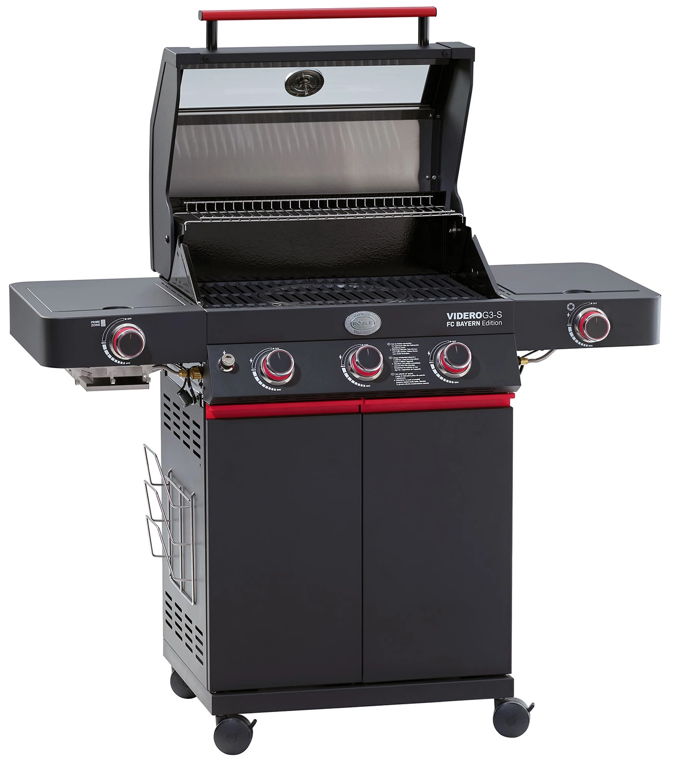 Rösle Videro G3-S VARIO+ Schwarz Gasgrill - FC Bayern Edition - Inkl. FC Bayern Abdeckhaube, Barbecue Grillzange Und Burgerpresse – Bild 3