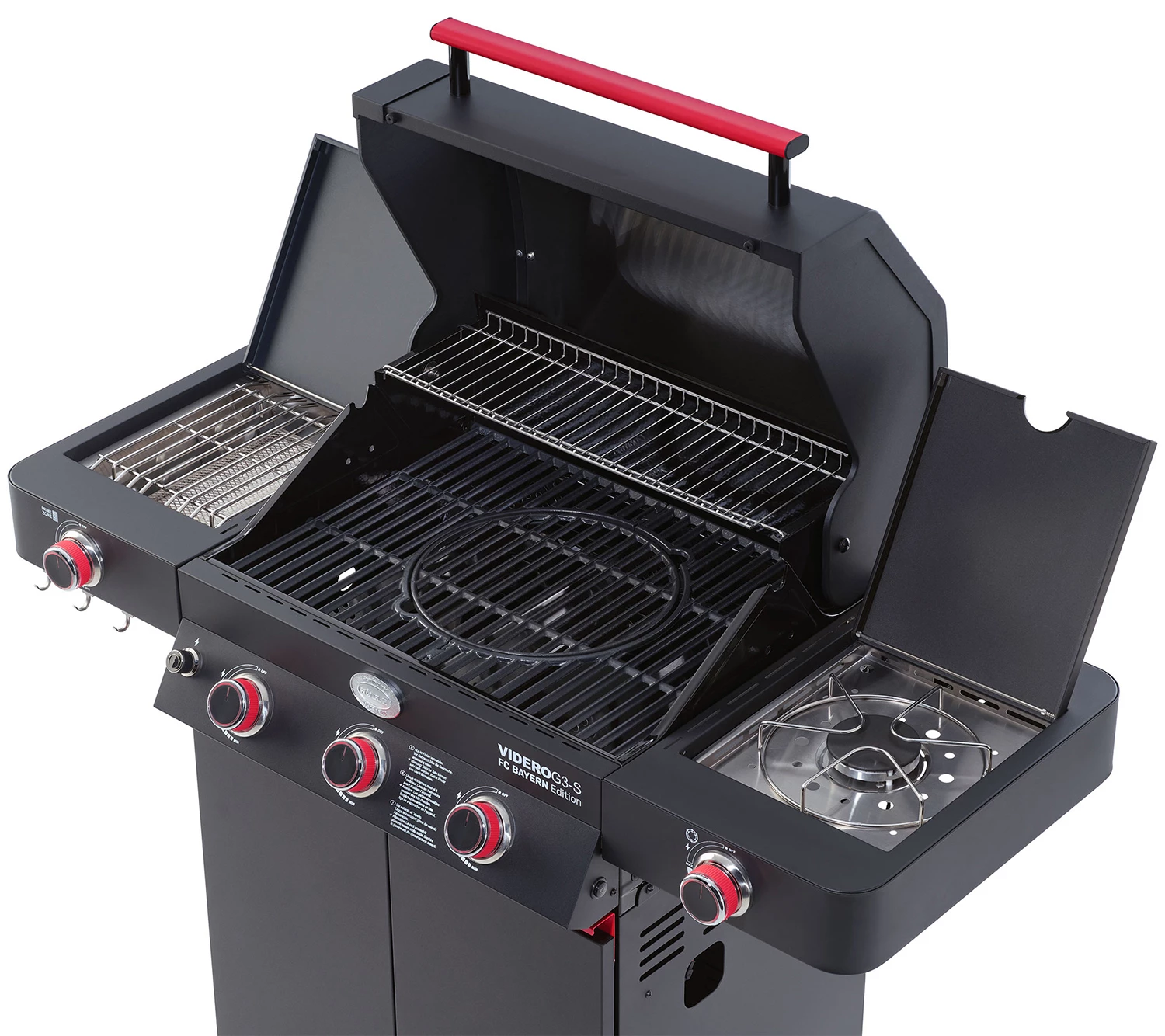 Rösle Videro G3-S VARIO+ Schwarz Gasgrill - FC Bayern Edition - Inkl. FC Bayern Abdeckhaube, Barbecue Grillzange Und Burgerpresse – Bild 5