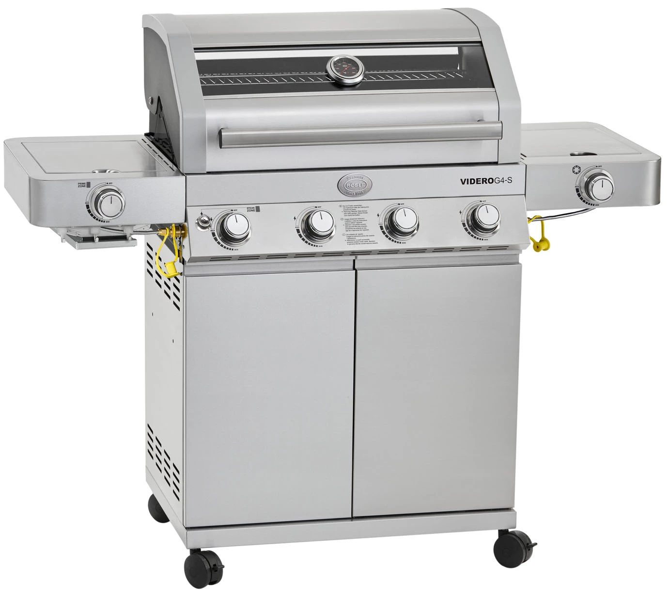 Rösle Edelstahl Gasgrill Videro G4-S VARIO+ - Limited Edition Modell 2023 - X-DEAL Inkl. Abdeckhaube, Grillplatte Und Drehspieß