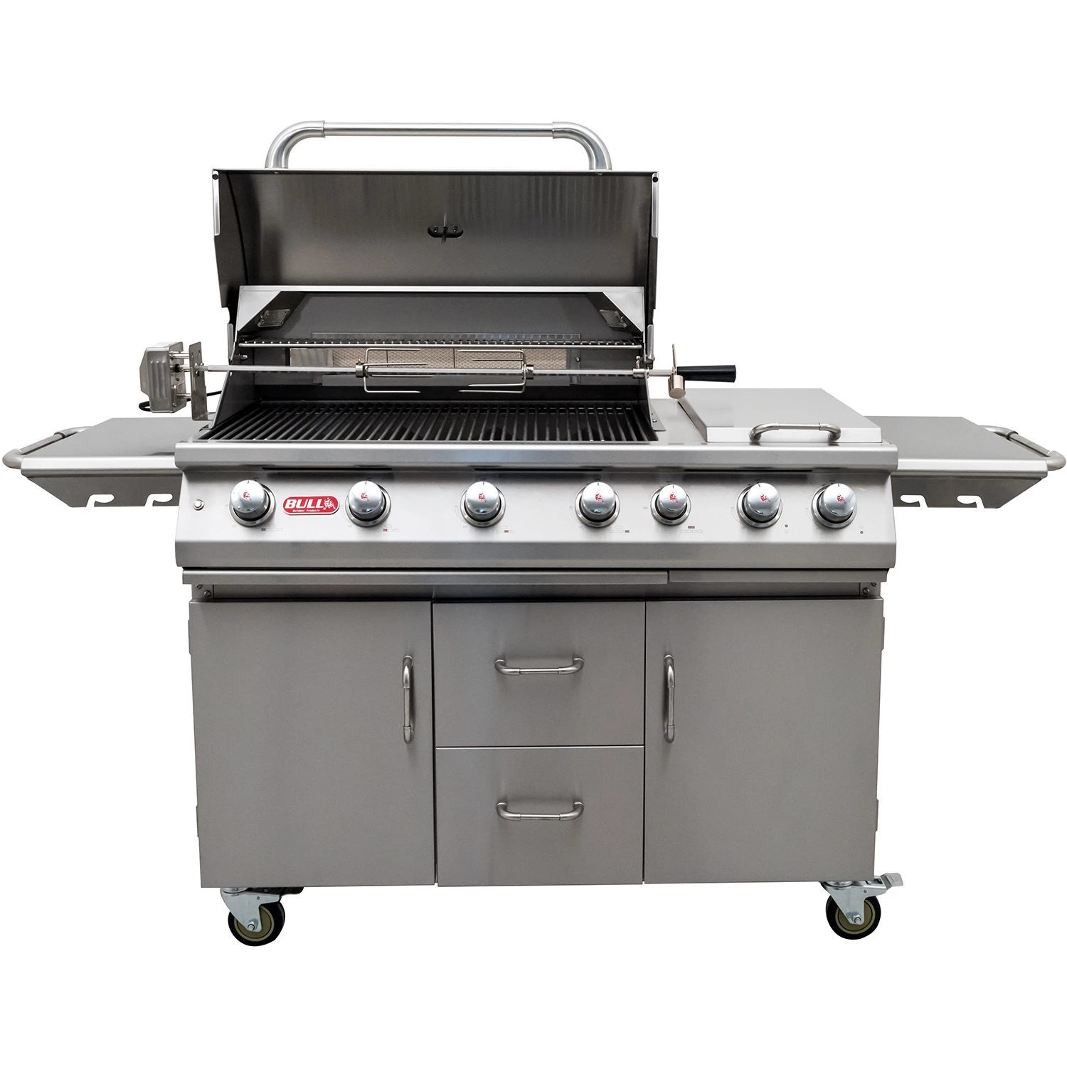 BULL 7 Burner Premium - Gasgrill Mit Infrarot Backburner, Seitenkochstelle Und Rotisserie