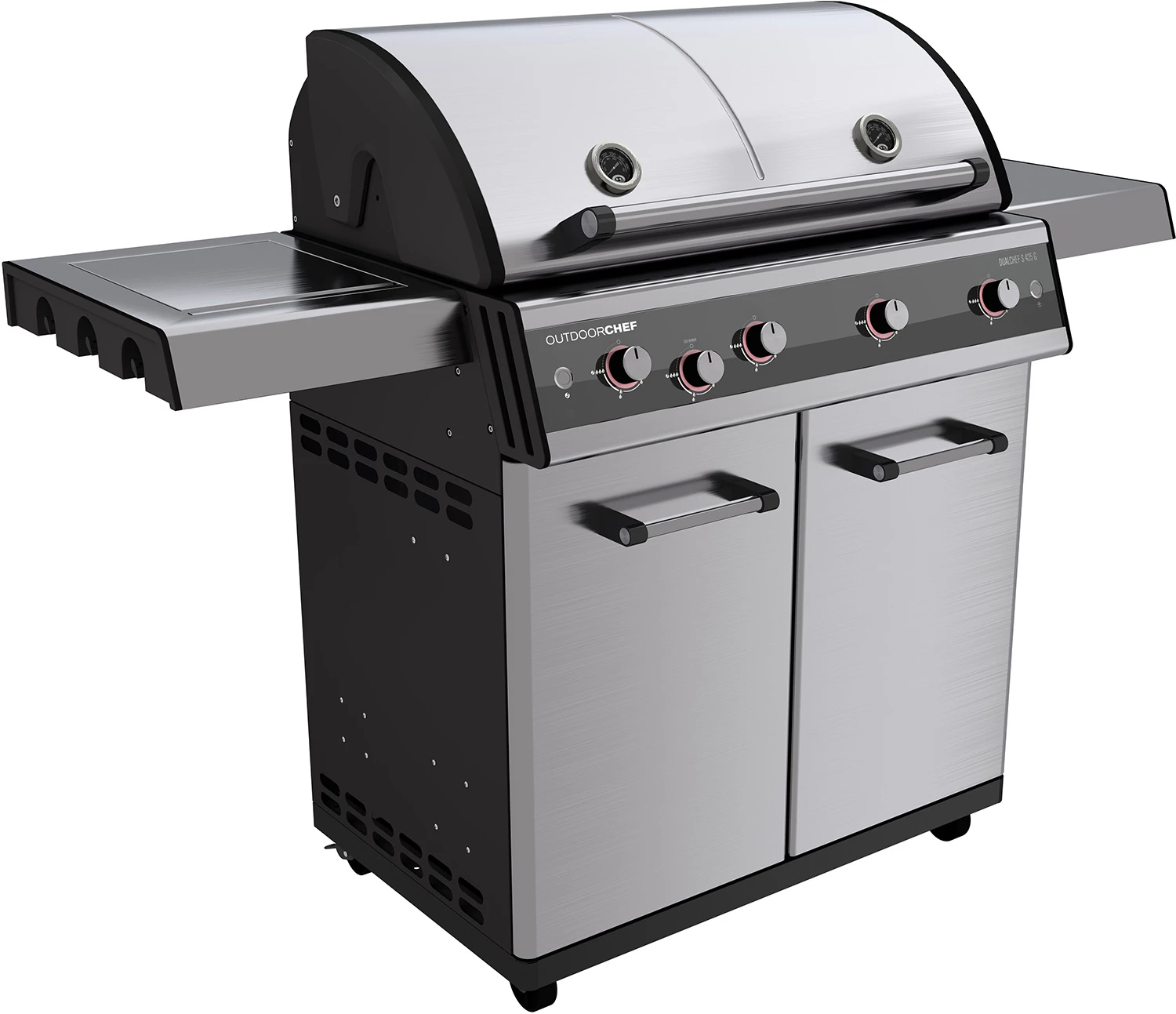 Outdoorchef Dualchef S 425 G Edelstahl Gasgrill Mit Seitenkocher + Blazing Zone Infrarotbrenner + DGS Gusseisen Grillrost 2 Stk. + DGS Gemüse Grillrost 2 Stk. – Bild 4