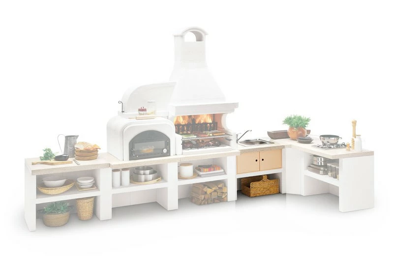 Palazzetti Gartenküche: Modul Spüle, Marmortech Rot